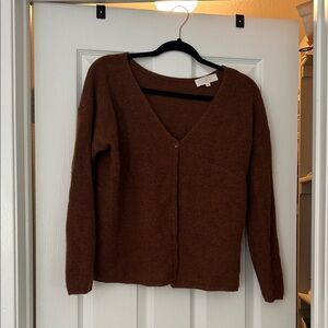 Sezane Brown V-Neck Barry Cardigan